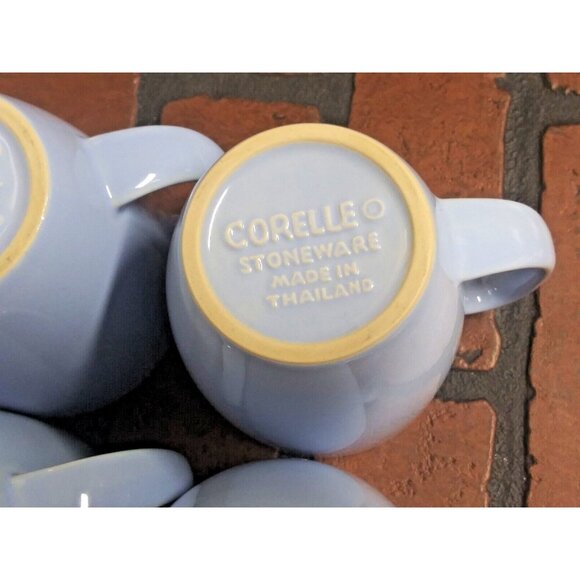 Corning Corelle Mugs 4 Coordinates Light Blue Stoneware 12 oz Coffee Cups EUC - Picture 7 of 9